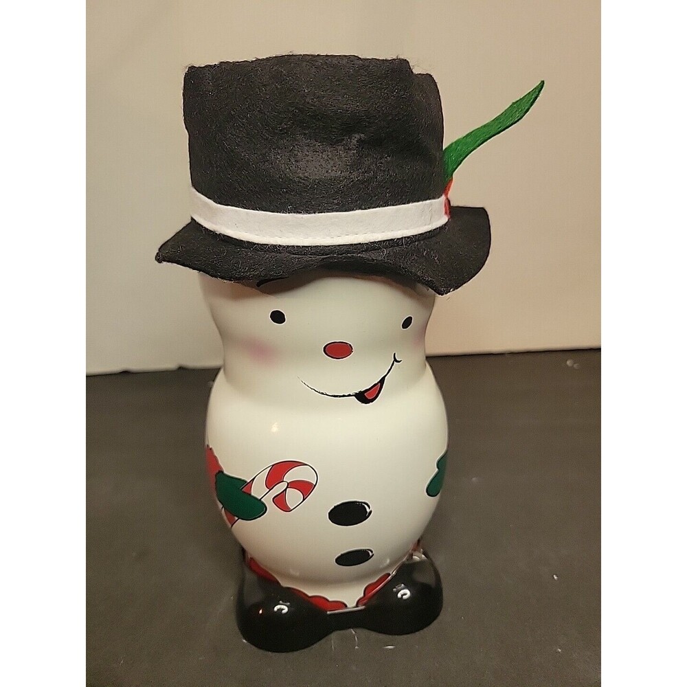 SNOWMAN‎ CHRISTMAS TIN CONTAINER, 9" TALL